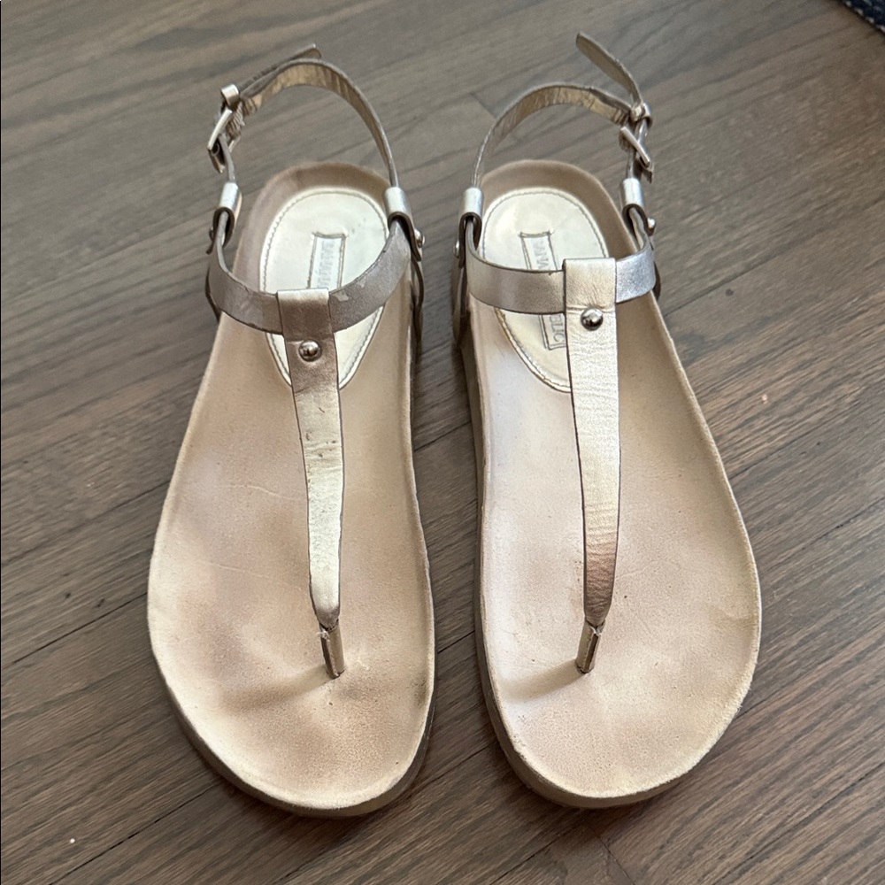 Banana Republic Larissa T-strap Gold Leather Sandals